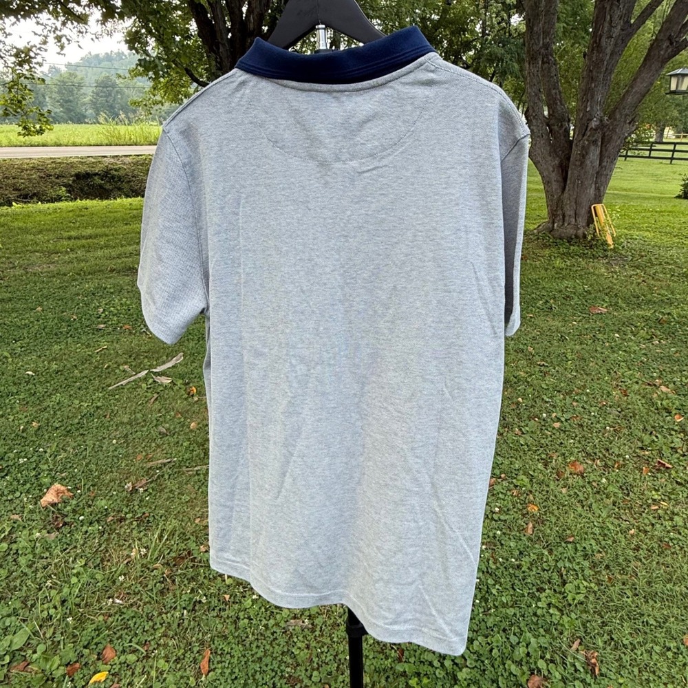 Luchiano Visconti Mens Steal Grey Polo Shirt Navy Collar FP-5017 XL NWT Preppy - Picture 2 of 11